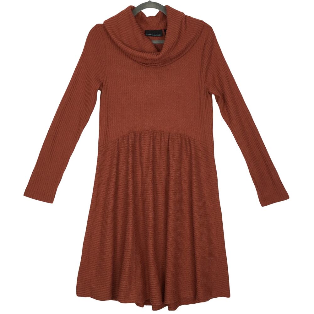 New Cynthia Rowley Rust Cowl Neck Long Sleeves Sweater Dress Size Medium